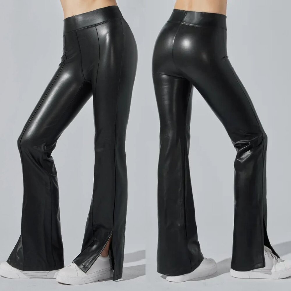 Heroine Sport Black Power Pants Faux Leather‎ Flare
